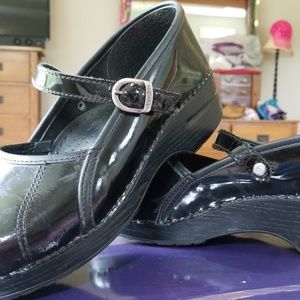 Dansko black patent leather Mary Jane clogs